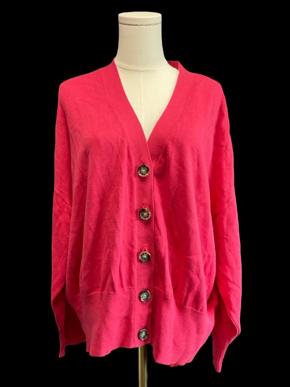 Pink Cardigan w/ Tortoiseshell Buttons